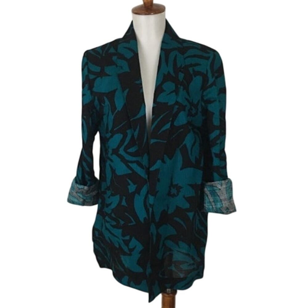 Vintage Spring Blazer in Black and Teal by Ilyza